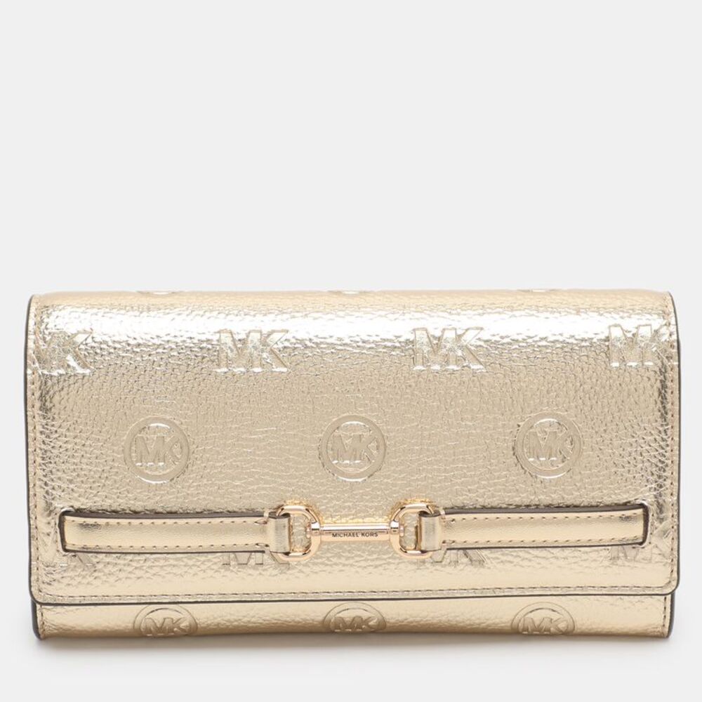 Michael Kors Carson Gold Leather Wallet On Strap